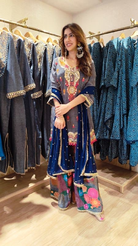 Blue Multicolor Sharara Set