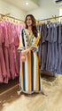 Blue Brown Beige Kaftan Dress