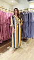 Blue Brown Beige Kaftan Dress