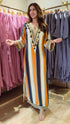 Blue Brown Beige Kaftan Dress