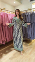 Wavy Black Stripes Kaftan Dress