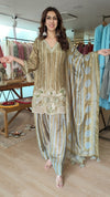 Green Stripe Floral Farshi Set