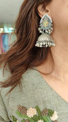 Oxidized Silver Jhumka Earrings - view 2