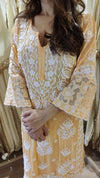 Long Peach Cutwork Chikan Hand Embroidery Set