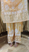 Long Peach Cutwork Chikan Hand Embroidery Set