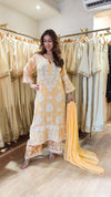 Long Peach Cutwork Chikan Hand Embroidery Set