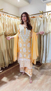 Long Peach Cutwork Chikan Hand Embroidery Set