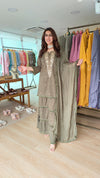 Embroidered Grey Long Yoke Sharara Set