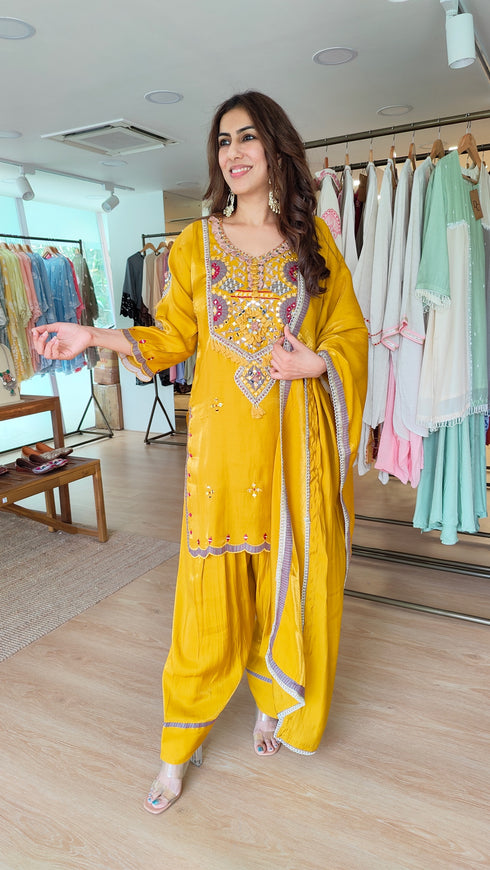 Shimmer Tissue Mustard Yellow Farshi Set