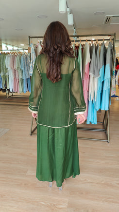 Olive Green Drape Skirt Set