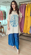Blue Tie Dye Hand-Embroidered Coord Set