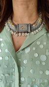 Sequin Green Grey Shirt Palazzo Set