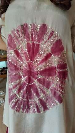 Wine Tie Dye Hand-Embroidered Coord Set