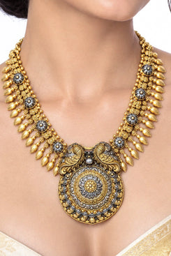 Antique Gold Peacock Choker Necklace