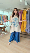 Blue Tie Dye Hand-Embroidered Coord Set