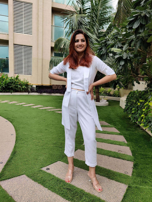 All White Blazer Set