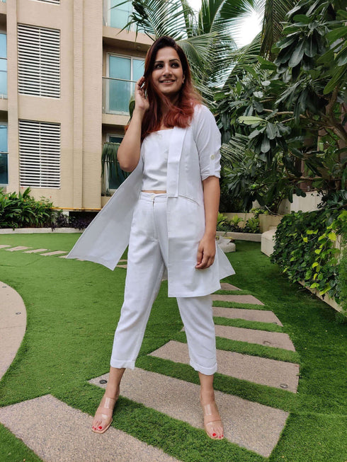 All White Blazer Set