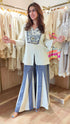 Embroidered Top With Kali Pants - Denim Look