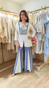 Embroidered Top With Kali Pants - Denim Look