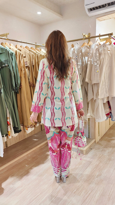 Pink Jaipuri Farshi Set with Potli