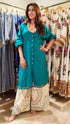 Long Green Kurta With Printed Pant