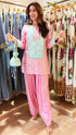 Pink Jacquard Silk Farshi Set with Potli