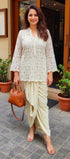 Green Cutwork Kurta with Dhoti and Singlet