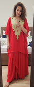 Kareena Sindoor Red Kaftan Top With Drape Skirt