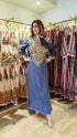 Dark Denim Gold Kaftan Dress