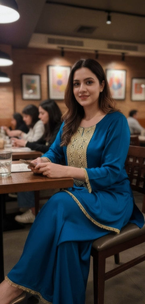 Punjabi Blue Kurta Pant Set