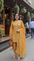 Mustard Chikan Set With Duppatta