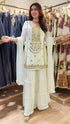 Snow White Embroidered Sharara Set