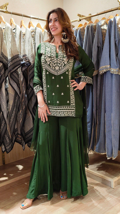 Olive Green Sharara Set