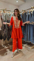 Rust Orange Set with Embroidered Yoke