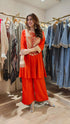 Rust Orange Set with Embroidered Yoke