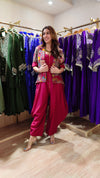 Printed Maroon Jumpsuit with Jacket