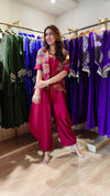 Printed Maroon Jumpsuit with Jacket