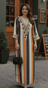 Blue Brown Beige Kaftan Dress