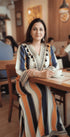 Blue Brown Beige Kaftan Dress