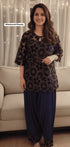 Blue Velvet Cutwork 3 Piece Farshi Set