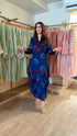 Blue Dhoti Skirt Dress with Neckpiece