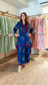 Blue Dhoti Skirt Dress with Neckpiece