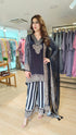 Black And White Striped Sharara Set