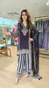 Black And White Striped Sharara Set