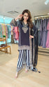 Black And White Striped Sharara Set