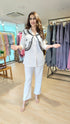 Off-White 3-Piece Coord Set with Embroidered Koti Jacket
