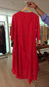 Red Metal Linen Drape Dress
