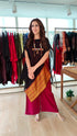 Black Maroon 4 piece Kaftan Coord Set with Camisole & Neckpiece