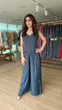 Grey Asymmetric 4 piece Kaftan Coord Set with Camisole & Neckpiece