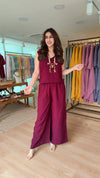 Peacock Blue 4 piece Kaftan Coord Set with Camisole & Neckpiece